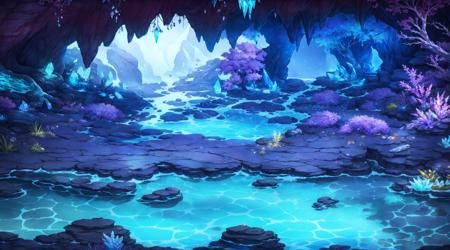 14942-762222473-Concept art, horizontal scenes, horizontal line composition, no humans, scenery, outdoors, water, tree, crystal, night, cave, ro.png